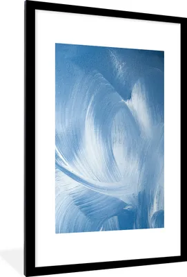 Produktbild von MuchoWow® Gerahmtes Poster Blau - Acrylfarbe - Gestaltung 60x90 cm - Poster mit Schwarzem Bilderrahmen Wandposter Rahmen Foto Bilder - Dekoration - Wandposter Wohnzimmer - Hochwertig