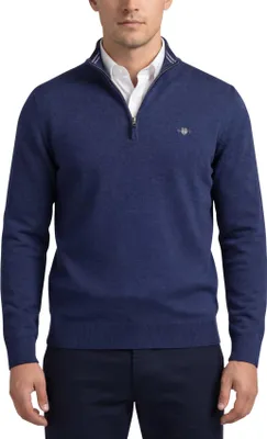Produktbild von Gant Halbzip-Pullover dunkelblau Baumwolle normale Passform