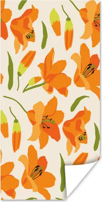 Produktbild von MuchoWow® Poster Blumen - Lilie - Muster 60x120 cm - Wandschmuck