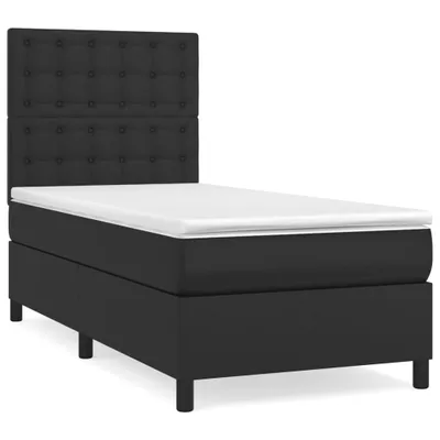 Image de vidaXL Lit boxspring avec matelas noir 90x190 cm similicuir