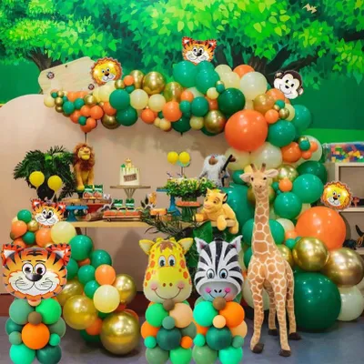 Produktbild von Ballons Mit Tiermotiven, Safari-Thema, Zoo, Girlande, Mega-Set, 9 Tier-Ballons, Xxl