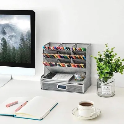 Produktbild von Famanu Büro-Organizer mit Multifunktionalem Halter - Silber