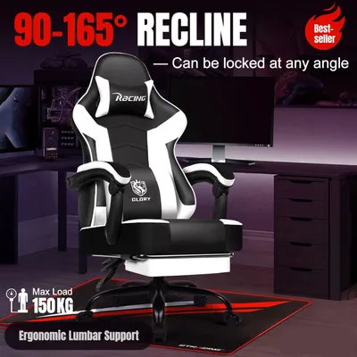 Produktbild von Gaming-Stuhl - Gaming-Sessel - Bürostuhl - Drehstuhl - Ergonomischer Stuhl - Mit Fußstütze
