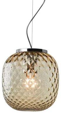 Immagine prodotto di OBAN Sospensione Cromo con Vetro Balloton Bronzo E27 IP20 - Lampada di Design Elegante - Struttura in Metallo e Vetro Soffiato