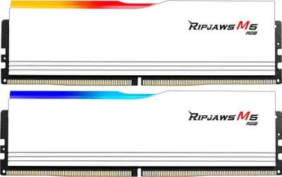 Produktbild von DIMM 64 GB DDR5-6400 (2x 32 GB) Dual-Kit (weiß, F5-6400J3239G32GX2-RM5RW, Ripjaws M5 RGB, INTEL XMP)
