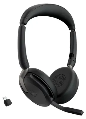 Zdjęcie produktu dla Jabra Evolve2 65 Flex, Bezprzewodowy, Biuro/centrum telefoniczne, 20 - 20000 Hz, 136 g, Zestaw słuchawkowy