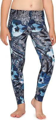 Image de Leggings longs en coton pour fille Merry Style MS10-337 (bleu marine/motifs floraux, taille 116)