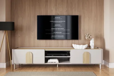 Zdjęcie produktu dla Szafka RTV 220 cm z szufladą na nóżkach kaszmir dąb olejowany dąb jasny