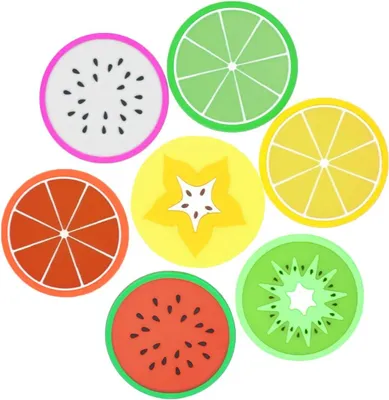 Image de Sous-verres colorés pour fruits - Lot de 14 - Sous-verres en silicone créatifs pour fruits