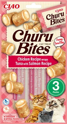 Produktbild von Inaba Churu Cat Snack Bites Huhn & Thun & Lachs 3x10g