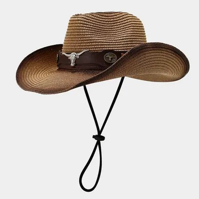 Produktbild von Westernhut für Damen und Herren, Stroh-Hut, Modischer Panamahut, Strandhut, Partyhut, Verkleidungshut