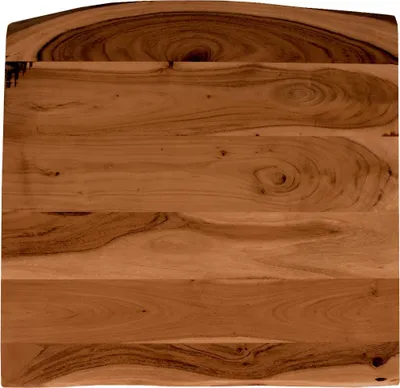 Produktbild von Holzplatte 60x60 cm Emilia, Tischplatte aus Akazienholz massiv + nussbaumfarben, Baumkanten-Platte für Heimwerker, geeignet für Arbeitsplatten, Tische & Fensterbretter