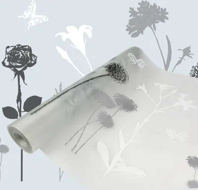Produktbild von Statisch Fensterfolie 45x150 cm - Blumen - Statische Sichtschutzfolie ohne Kleber aus PVC - Selbsthaftende Glasfolie für Lichtdurchlass und Privatsphäre - Fensterfolie statisch haftend