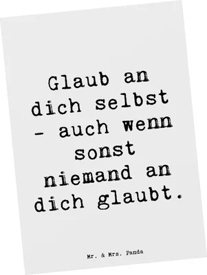 Produktbild von Mr. & Mrs. Panda Postkarte Spruch Glaube an dich selbst - Weiß - Geschenk, Selbstliebe, Stimmung, Erfüllung, Inspiration, Grußkarte, Gefühl, Zitat, Ansichtskarte, Mut