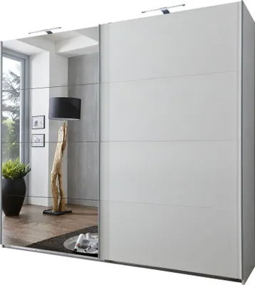 Immagine prodotto di Armadio Ernie con ante scorrevoli e specchio, bianco, 225x65x210cm