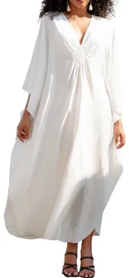 Imagen del producto de Solidchoice - Kimono blanco con detalles transparentes en los bordes