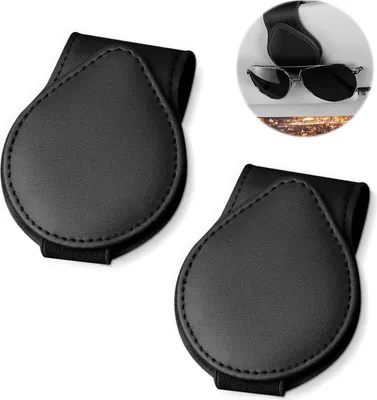 Produktbild von Leder Brillenhalter für Auto - 2 Stück, Sonnenblenden Clip und Stauraum