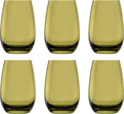 Obrázek produktu pro Barevné sklenice na pití,sklenice na vodu,sklenice na džus - ELEMENTS,sada 6 ks,olivová,335ml,