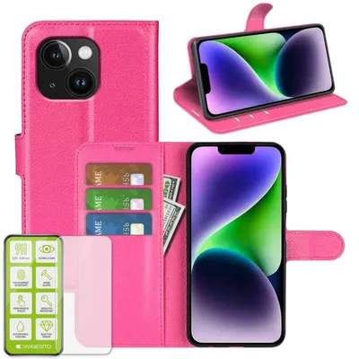 Immagine prodotto di Per Apple iPhone 15 Custodia del telefono cellulare Rosa Custodia in  + H9 Vetro temperato