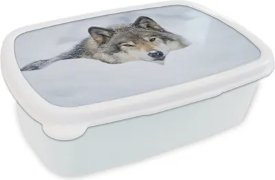 Produktbild von KitchenYeah® Lunchbox Brotzeit Brotdose 17x11 cm Wolf - Schnee - Mantel Kinder Brotzeitdose - Lunch Box - Kinder - Sandwich-Box - Schulbox - Lunch Boxen