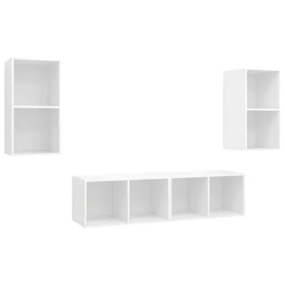 Image de Meubles TV muraux 4 pcs Blanc Bois d'ingénierie