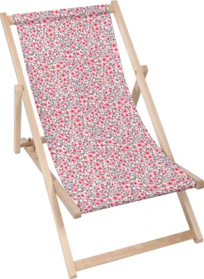 Produktbild von Dreamroots Liegestuhl klappbar Holz, bis zu 130 kg, Sonnenliege klappbar mit 3-stufiger Neigungsregulierung der Rückenlehne,Small Pink Flowers
