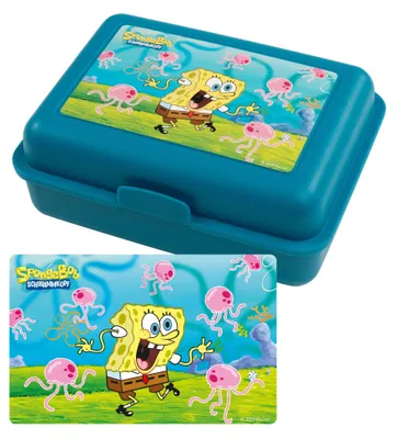 Spongebob Broodtrommel mit Trennwand, blau, 17,5x12,8x6,9 cm