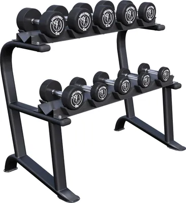 Produktbild von GORILLA SPORTS® Kurzhantelablage - mit 90 kg Kurzhanteln Set, 121 x 65 x 100 cm, 2 Ebenen, bis 250kg Belastbar, Stahl - Hantelablage, Hantelständer, Kurzhantelständer, Gewichteständer, Dumbbell Rack
