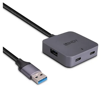 Immagine prodotto di Lindy 43388 LINDY Hub USB 3.0 da 5 m, 4 porte 2 USB tipo C e 2 USB tipo A