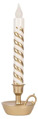 Zdjęcie produktu dla Świeca LED Clayre & Eef, stojak na świece, 13x12x39 cm, kolor złoty, plastik