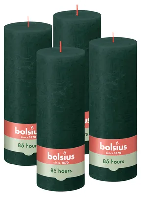 Produktbild von Bolsius - Rustik Kerze - Grün - 19 cm - 4 Stück – dekorative Kerzen – ohne Palmö