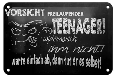 Produktbild von Blechschild Spruch 18x12cm Vorsicht freilaufender Teenager