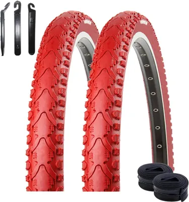 Immagine prodotto di 2 x Kenda K-935 Pneumatici per bicicletta Copertoncino Rosso 40-622 (28 x 1,5) + 2 x Camere d'aria SV incl. leva per pneumatici