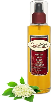 Produktbild von Holunderblüten Balsam Essig - Spezialität Sprühflasche 0,26L mit herrlicher Holundernote 5% Säure vegan Holunder Blüten Pumpspray