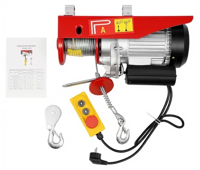 Immagine prodotto di Paranco elettrico a fune - PA800 - Portata 400/800 kg (fune singola/doppia) - Altezza di sollevamento 10 m - Tensione 220–230 V, spina UE - Telecomando con cavo