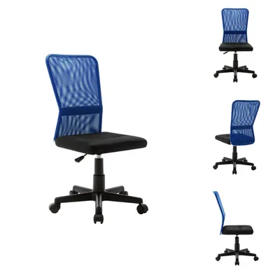 Image de vidaXL Chaise de bureau noir et bleu 44x52x100 cm filet - Chaises de bureau