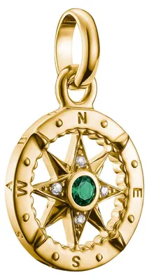 Thomas Sabo CC1261-M01-6 Anhänger Kompass Goldfarben mit Grünem Stein 1