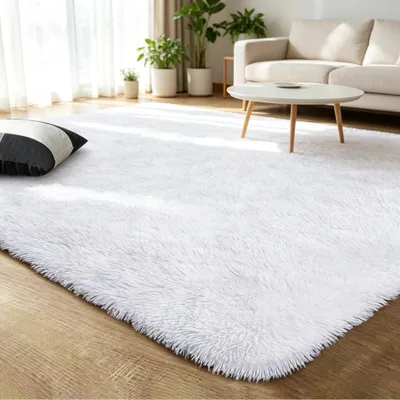 Zdjęcie produktu dla Omgoods - Puszysty, biały dywan podłogowy 160x230 cm - Nowoczesny, antypoślizgowy dywan