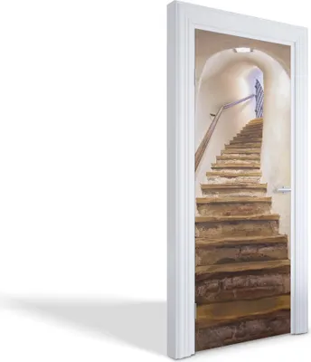 Produktbild von Türdeko Aufkleber Selbstklebende Wandsticker Personalisiert - Alte Steintreppe - 75 x 205 cm