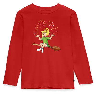 Produktbild von Spreadshirt Bibi Blocksberg Sitzt Auf Kartoffelbrei Kinder Premium Langarmshirt, 122/128 (6 Jahre), Rot