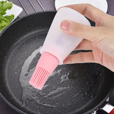 Zdjęcie produktu dla 2szt Kuchnia Silikonowy Grill Olej Miód Butelka Pędzel Gotowanie Pieczenie BBQ Narzędzie różowy