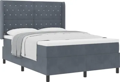 Obrázok produktu pre Posteľ s pružinovým rámom Tmavo šedá 160 x 200 cm Zamat