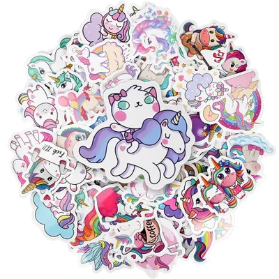 Einhorn-Sticker 100 Stück wasserdicht für Laptop Skateboard