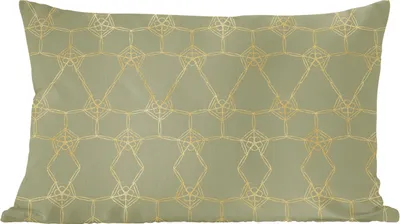 Produktbild von MuchoWow® Zierkissen Sofakissen Wohnzimmer Dekokissen 60x40 cm Muster - Grün - Gold - Linie - Kopfkissen - Polster mit Foto
