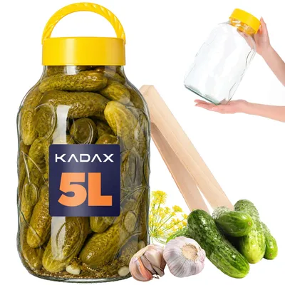 Immagine prodotto di Barattolo per conserve KADAX con pinze "Hogatza", barattolo per sottaceti in plastica con coperchio, barattoli per conserve, 5 litri