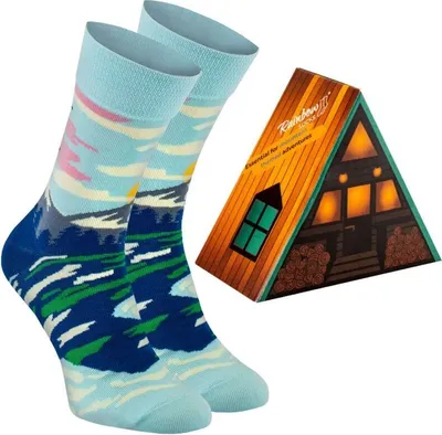 Produktbild von Rainbow Socks Socken Alltagssocken Berghütte 1 Paar Lustiges Geschenk Gr.47-50
