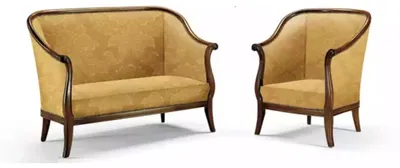 Produktbild von Sofa Couch Polster Klassischer 2 Sitzer Sessel Gelb Italienische Stil