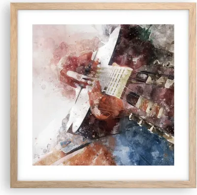 Produktbild von Gerahmtes Poster - Rahmen in heller Eiche - Gitarre Musik - 40x40 cm - Wand Bild - Wanddeko - Wandbilder - Kunstposter - Wandposter - Bilderrahmen - Bilder - Kunstdruck - Wandbild - P2NAC40x40-4000