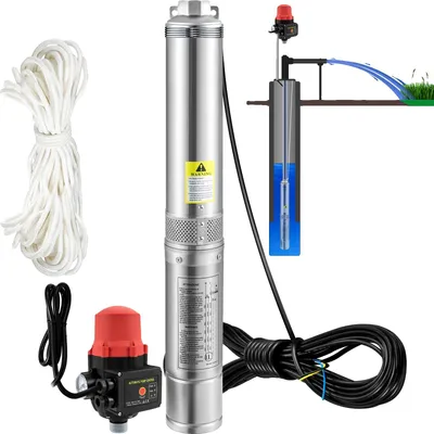 Image de VEVOR Pompe de puits profond 3,5" 750W Pompe de puits 105L/min Pompe immergée Hauteur de refoulement max. 62m Pompe tubulaire 230V 50Hz Pompe à sable IP68 Pompe à eau 11 niveaux de roue Pompe idéale pour l'irrigation ou l'approvisionnement en eau