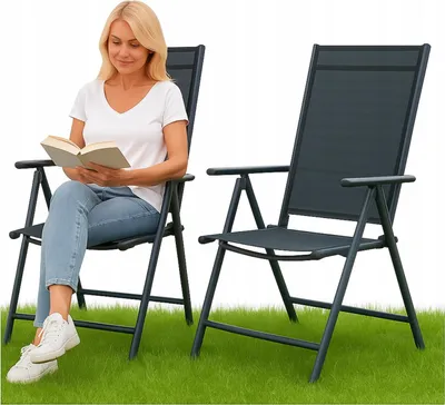 Image de EKSPAND | Chaise de jardin Set ZKO-A-4 - 2 pièces - Gris - Pliable - Avec dossier réglable